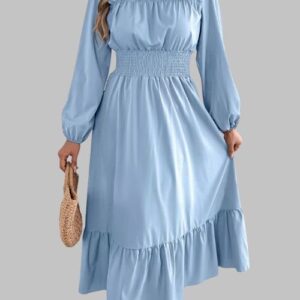 Long Sleeve Winter Dress - Round Neck Dress