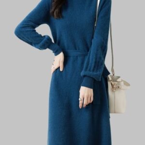 Mock Neck Sweater Dress - Casual Winter Dress