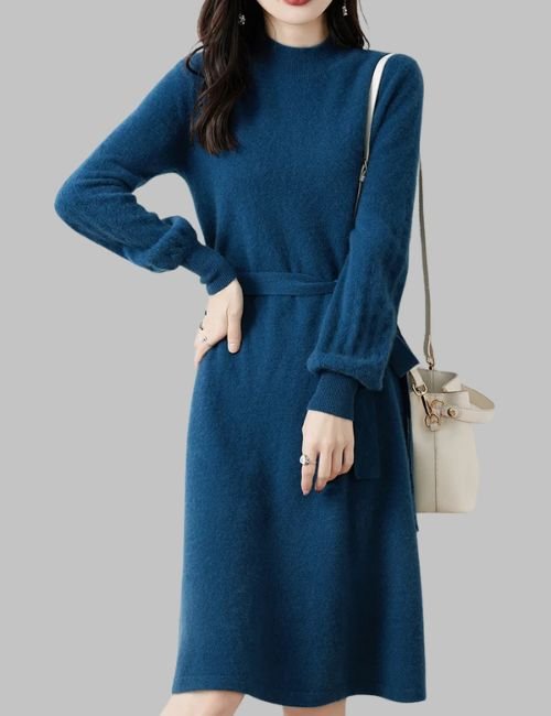 1-15.jpg Mock Neck Sweater Dress - Casual Winter Dress