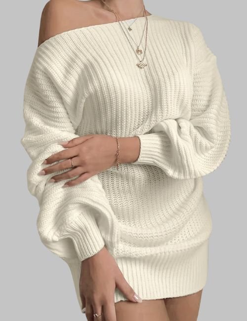 1-17.jpg Off Shoulder Sweater Dress for Women
