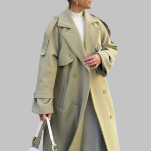 Wool Belted Trench Coat for Women