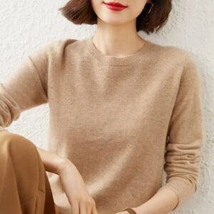 Casual Knitted Cashmere-Blend Crewneck Sweater