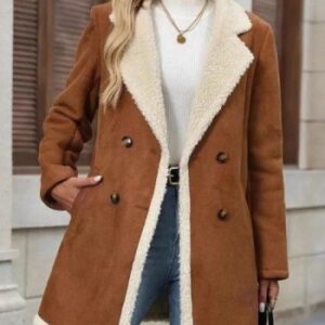 Solid Color Warm Wool Overcoat For Women