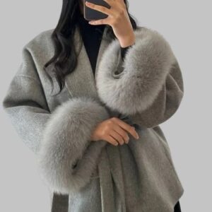 Fox Fur Double Sided Short Overcoat for Women