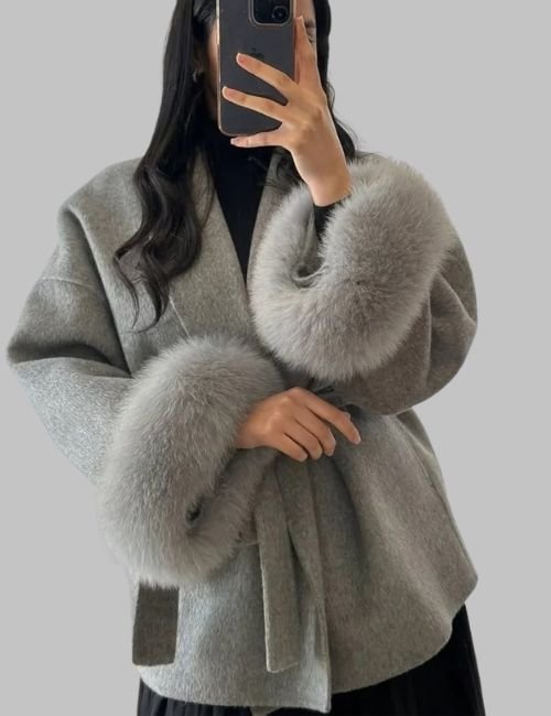 1-31.jpg Fox Fur Double Sided Short Overcoat for Women
