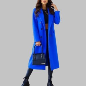 Women Long Single Breasted Black Overcoat