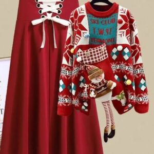 Christmas Sweater Dress - Two-Piece Dress Set