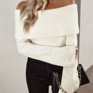 Backless Off Shoulder Long Sleeve Sweater