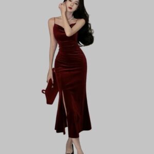 Bodycon Velvet Dresses - Midi Party Dress