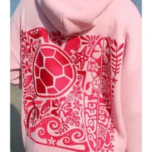 Casual Embroidered Pink Oversized Hoodie