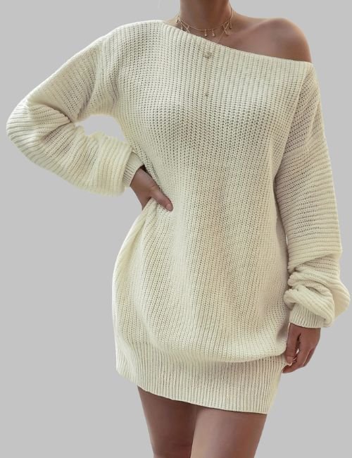 2-15.jpg Off Shoulder Sweater Dress for Women - Image 2