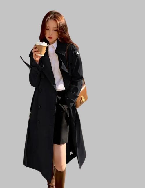 2-19.jpg Korean Style Long Trench Coat for Women - Image 2