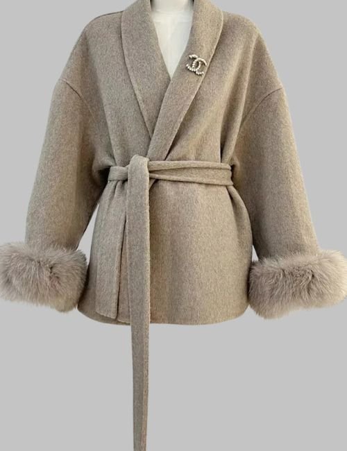 2-34.jpg Fox Fur Double Sided Short Overcoat for Women - 图片 2