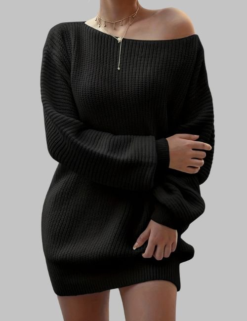 3-15.jpg Off Shoulder Sweater Dress for Women - Image 3
