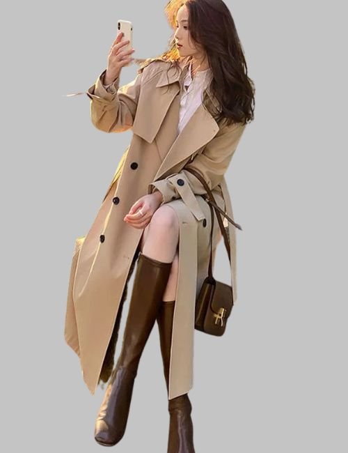 3-17.jpg Korean Style Long Trench Coat for Women - Image 3