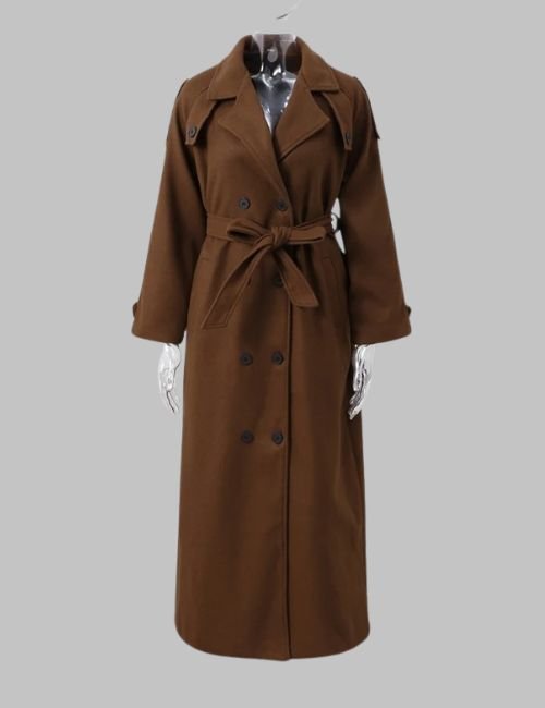 3-20.jpg Wool Belted Trench Coat for Women - 图片 3