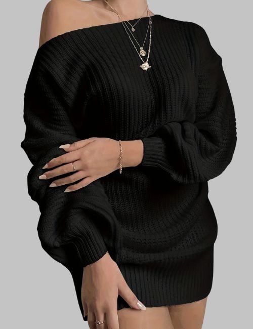 4-15.jpg Off Shoulder Sweater Dress for Women - Image 4