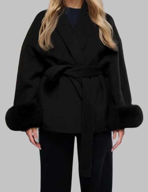 4-31.jpg Fox Fur Double Sided Short Overcoat for Women - 图片 4
