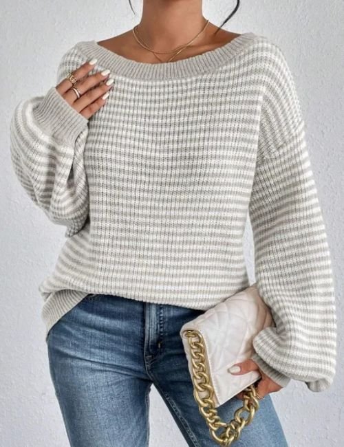 4-45.jpg Bared Off Shoulder Knitted Sweater For Women - Image 6