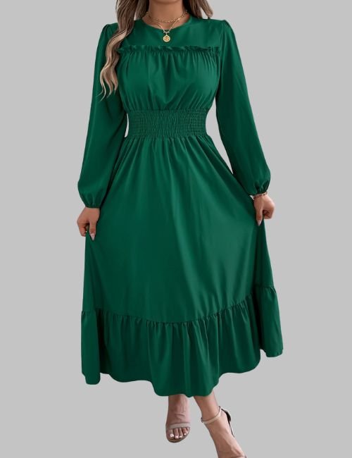 5-12.jpg Long Sleeve Winter Dress - Round Neck Dress - Image 5
