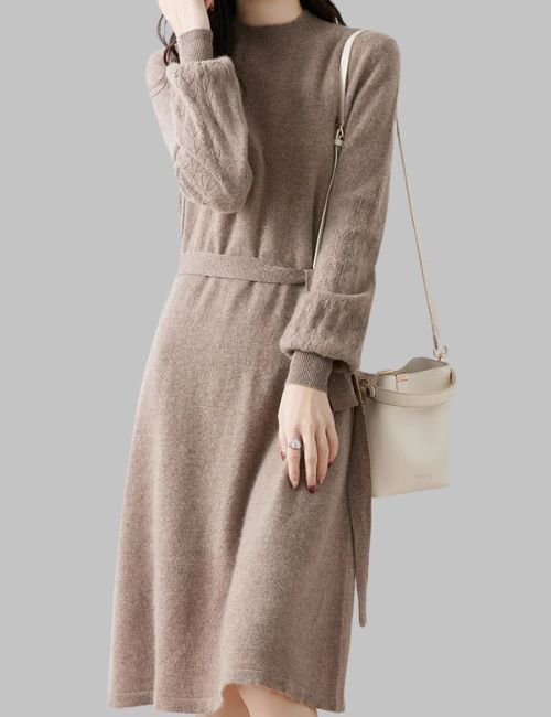 5-13.jpg Mock Neck Sweater Dress - Casual Winter Dress - Image 5