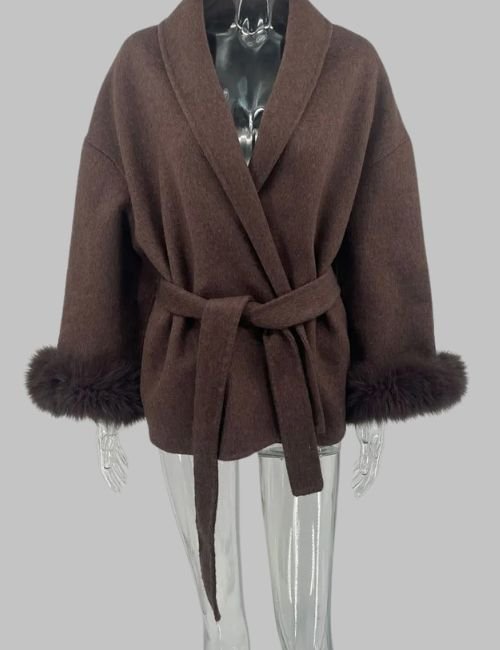 5-27.jpg Fox Fur Double Sided Short Overcoat for Women - 图片 5