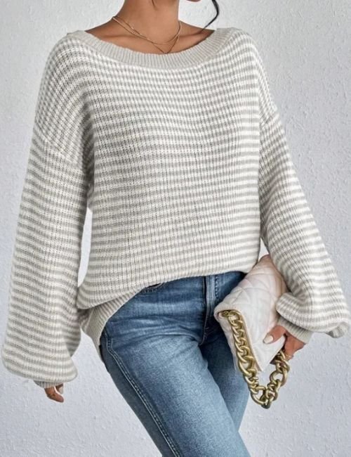 5-43.jpg Bared Off Shoulder Knitted Sweater For Women - Image 7