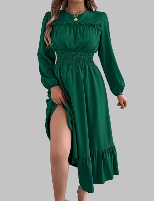 6-11.jpg Long Sleeve Winter Dress - Round Neck Dress - Image 6