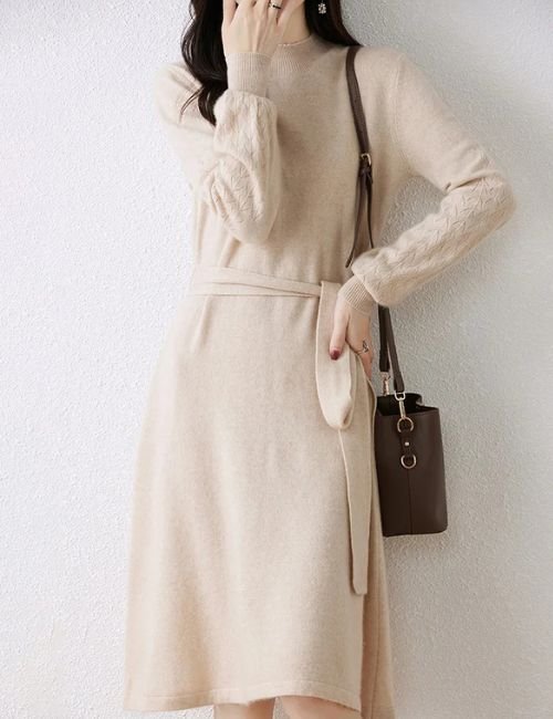 6-12.jpg Mock Neck Sweater Dress - Casual Winter Dress - Image 6