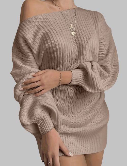 6-13.jpg Off Shoulder Sweater Dress for Women - Image 6