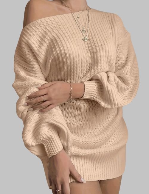 7-10.jpg Off Shoulder Sweater Dress for Women - Image 7