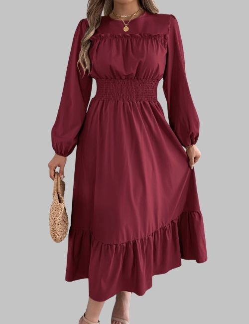 7-8.jpg Long Sleeve Winter Dress - Round Neck Dress - Image 7