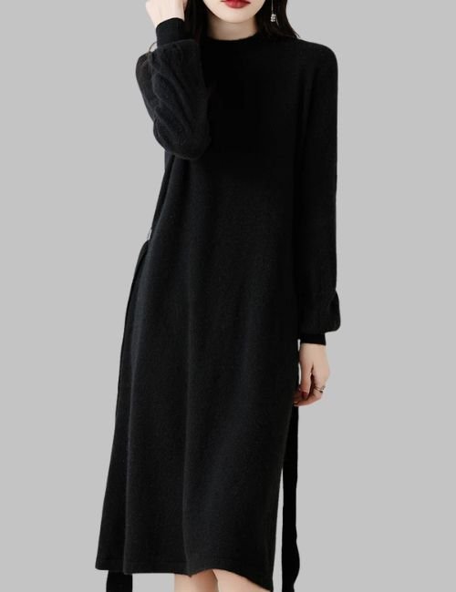 7-9.jpg Mock Neck Sweater Dress - Casual Winter Dress - Image 7
