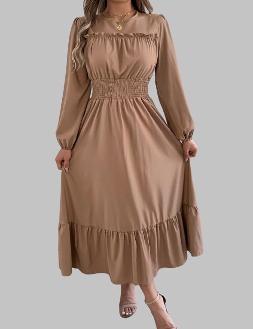 8-6.jpg Long Sleeve Winter Dress - Round Neck Dress - Image 8