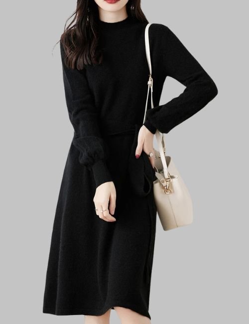 8-7.jpg Mock Neck Sweater Dress - Casual Winter Dress - Image 8