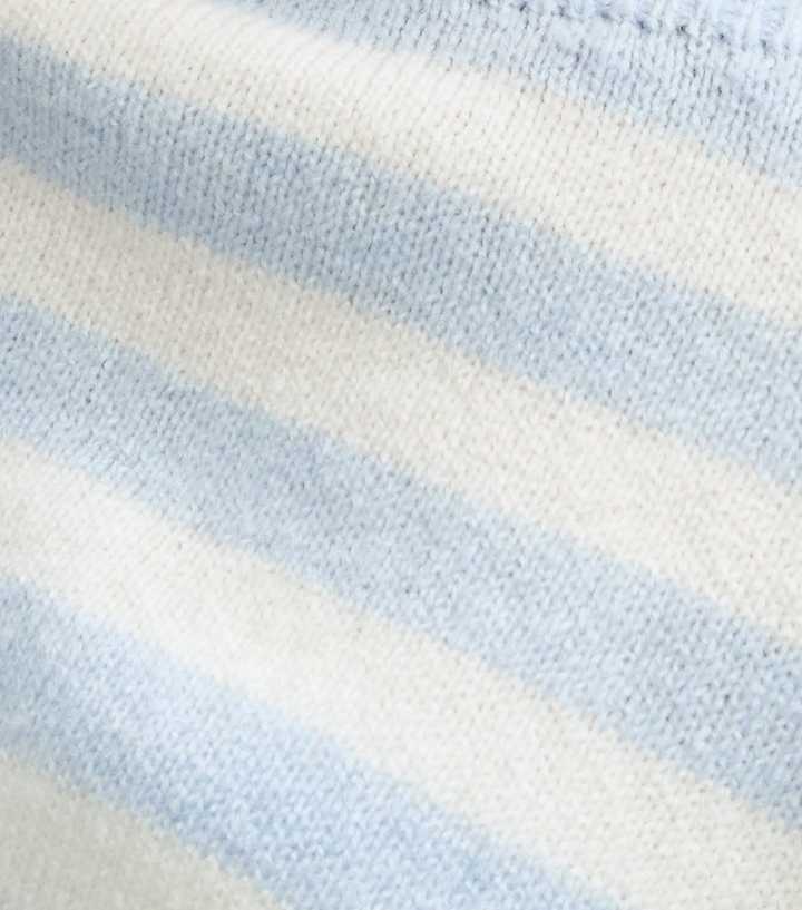 girls-blue-slash-neck-striped-knitted-jumper-4.jpg Girls Blue Slash Neck Striped Knitted Jumper - Image 5