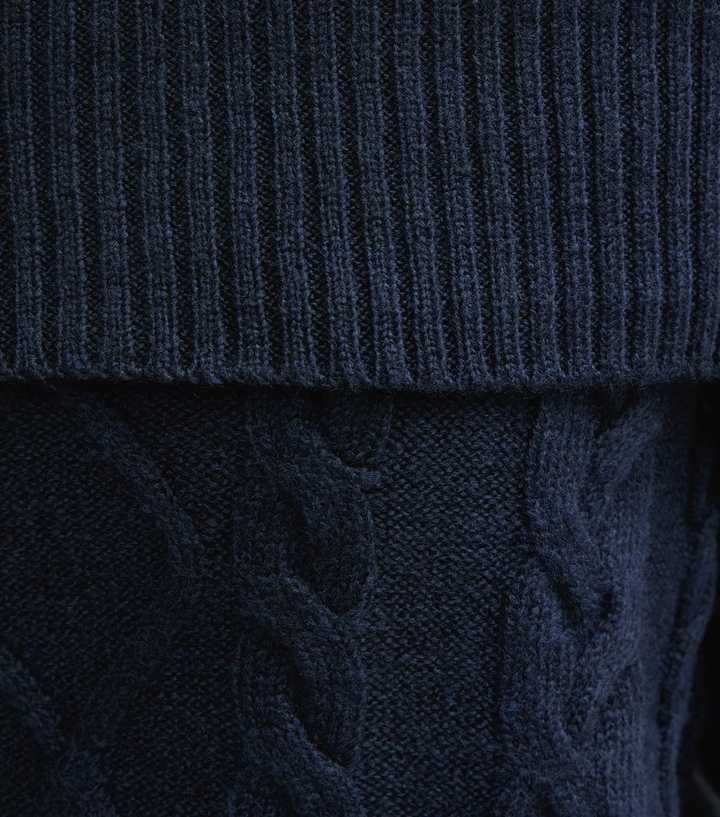 girls-navy-cable-knit-bardot-jumper-4.jpg Girls Navy Cable Knit Bardot Jumper - Image 5