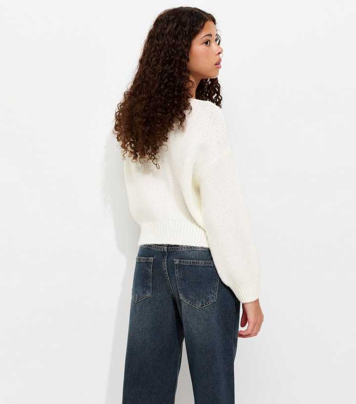 girls-off-white-plaited-bow-knitted-jumper-3.jpg Girls Off White Plaited Bow Knitted Jumper - Image 4