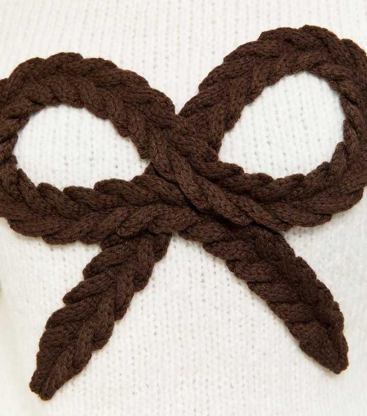 girls-off-white-plaited-bow-knitted-jumper-4.jpg Girls Off White Plaited Bow Knitted Jumper - Image 5